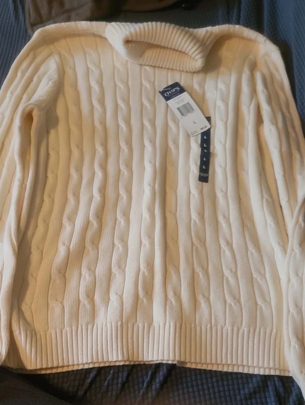Chaps Cream Cable Knit Turtleneck Sweater